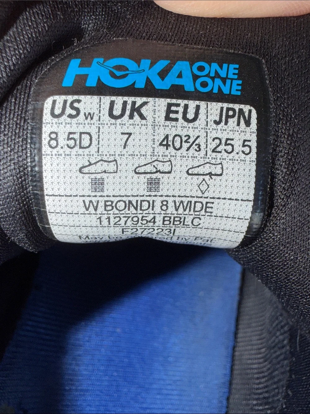 HOKA ONE ONE Women’s Bondi 8 Wide – Black/Black Size 8.5D